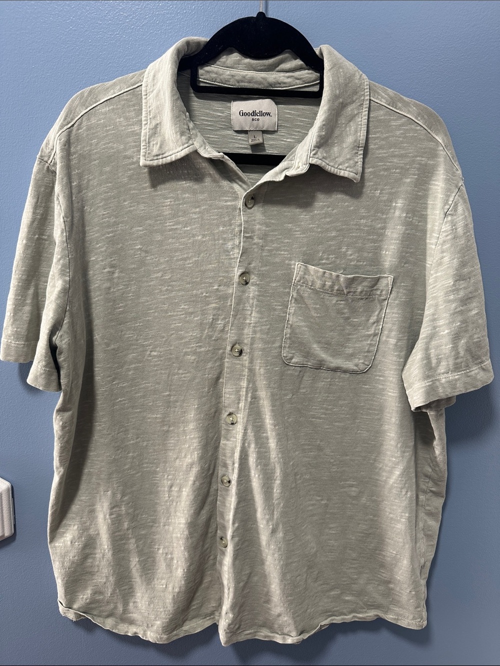Goodfellow & Co Olive-Grey Short-Sleeve Button-Down Shirt